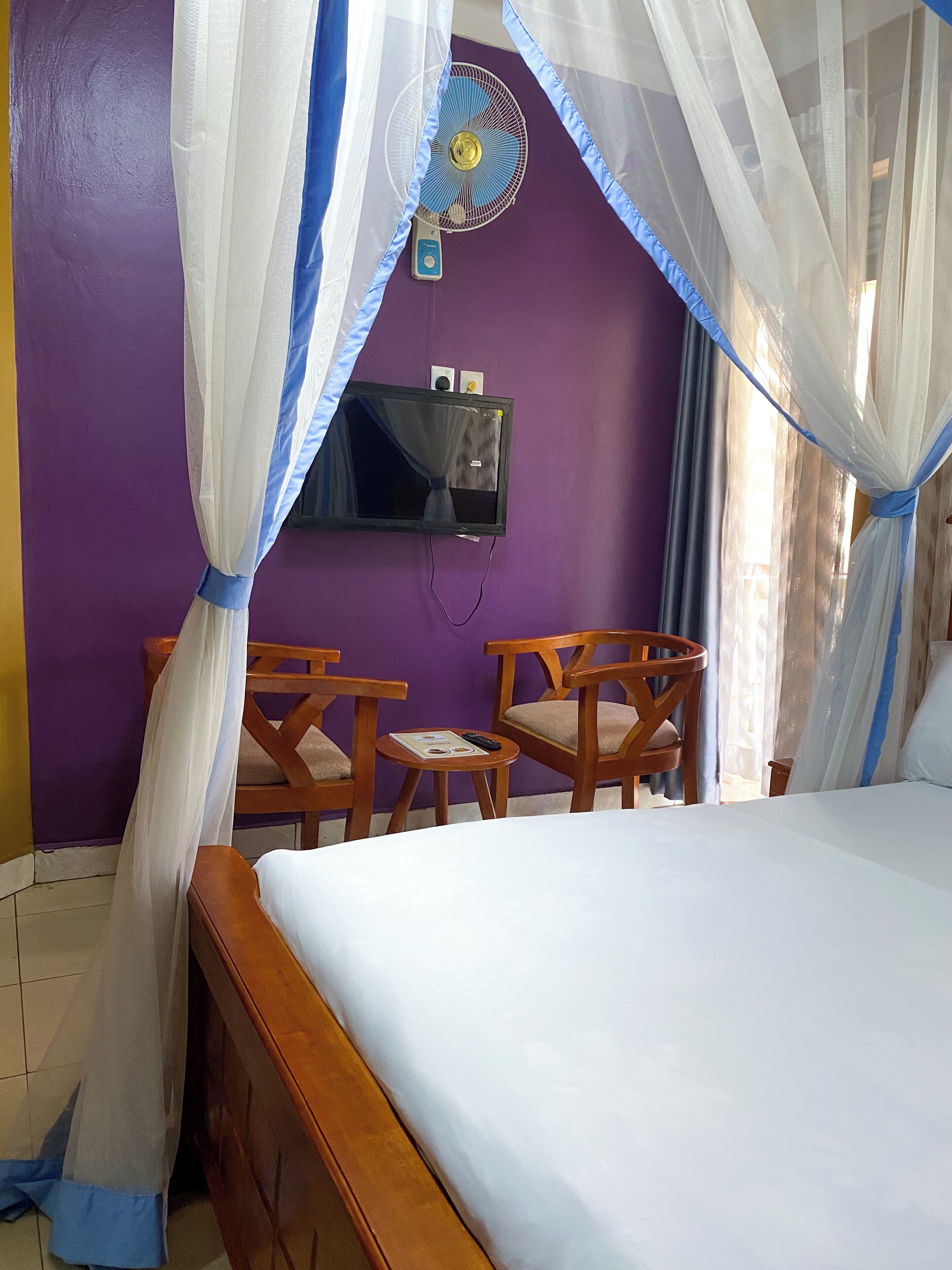 Blackout curtains, iron/ironing board, free WiFi, bed sheets