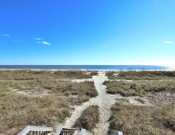 Beach nearby, sun loungers