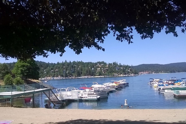 Burnt Mill Beach shares the same parking lot as the Arrowhead Brewery.