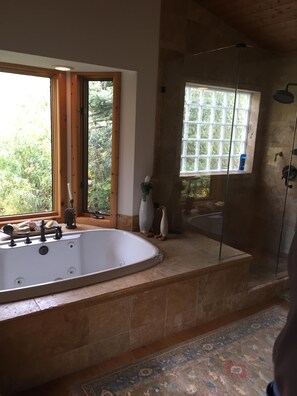 Ensemble baignoire-douche, baignoire à remous, séchoir à cheveux