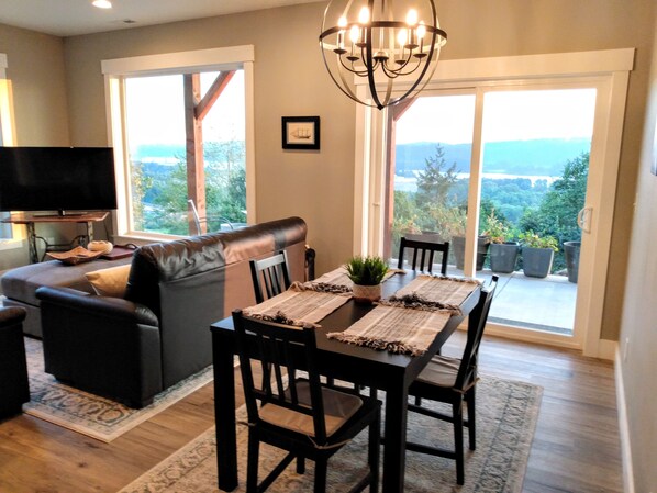 Smart TV, fireplace, DVD player, video library