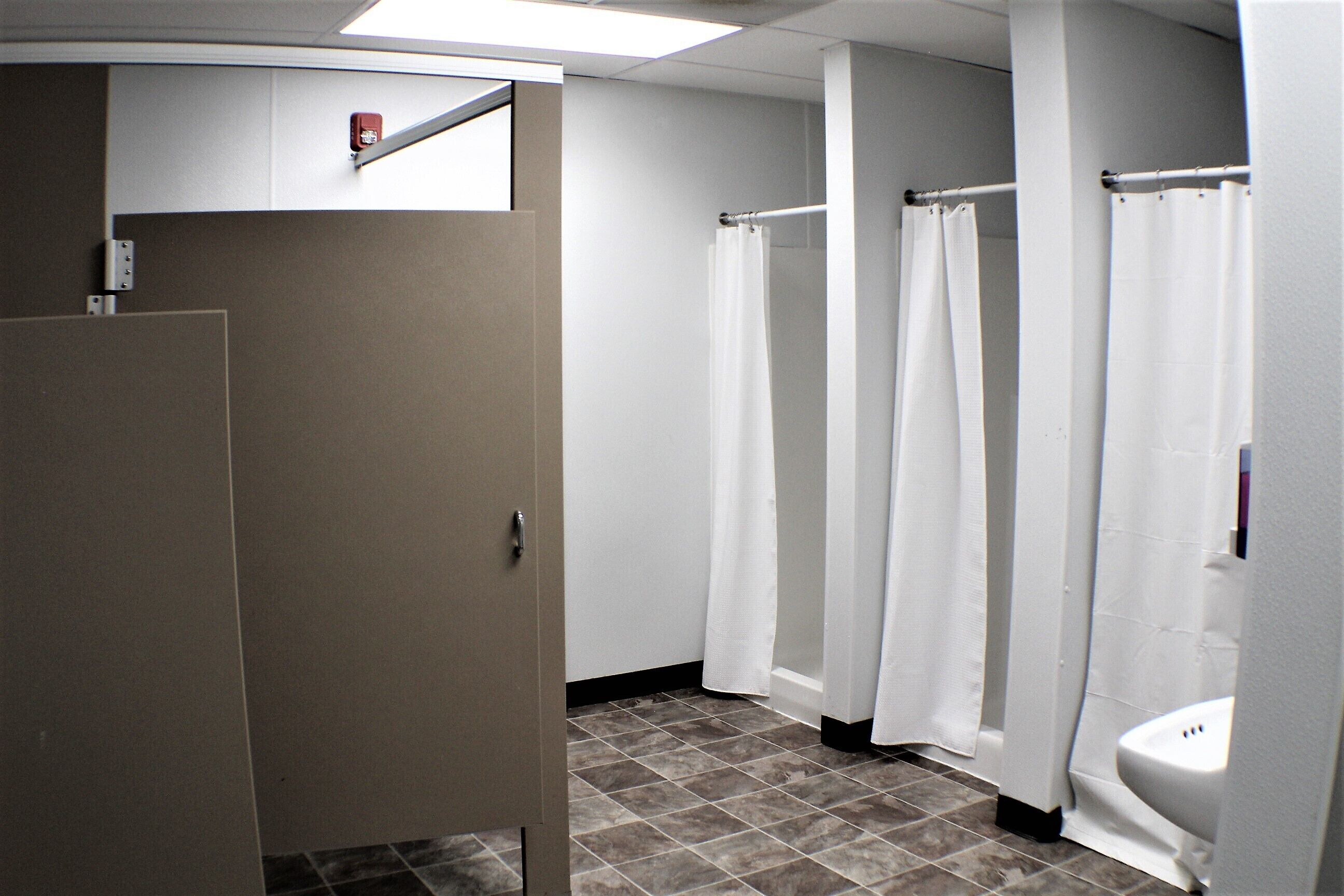 Shower, soap, toilet paper