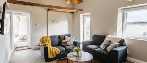 Televisión, chimenea, reproductor de DVD