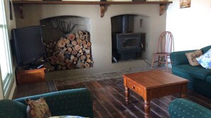 Fernseher, Kamin, DVD-Player