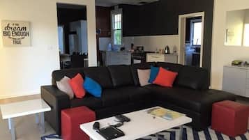 TV, DVD player, books, music library
