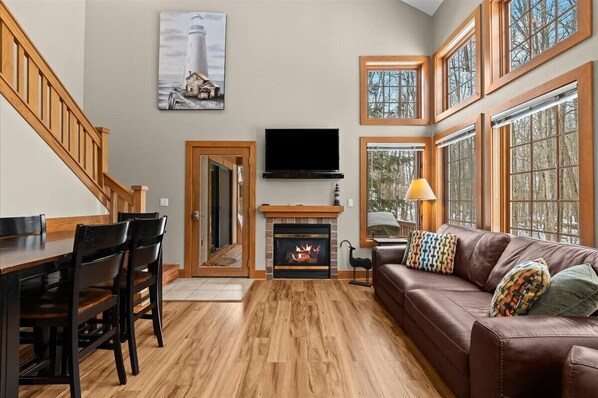 TV, fireplace, DVD player