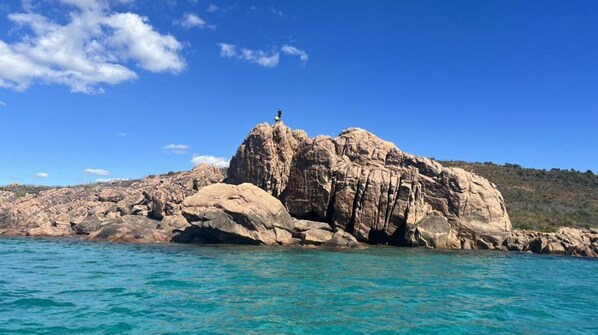 A large rock formation by a clear blue sea. -  Quindalup house Geographe Bay Rd. Beach 1 min walk. Aircon/NO pets, Mooring. (Quindalup)