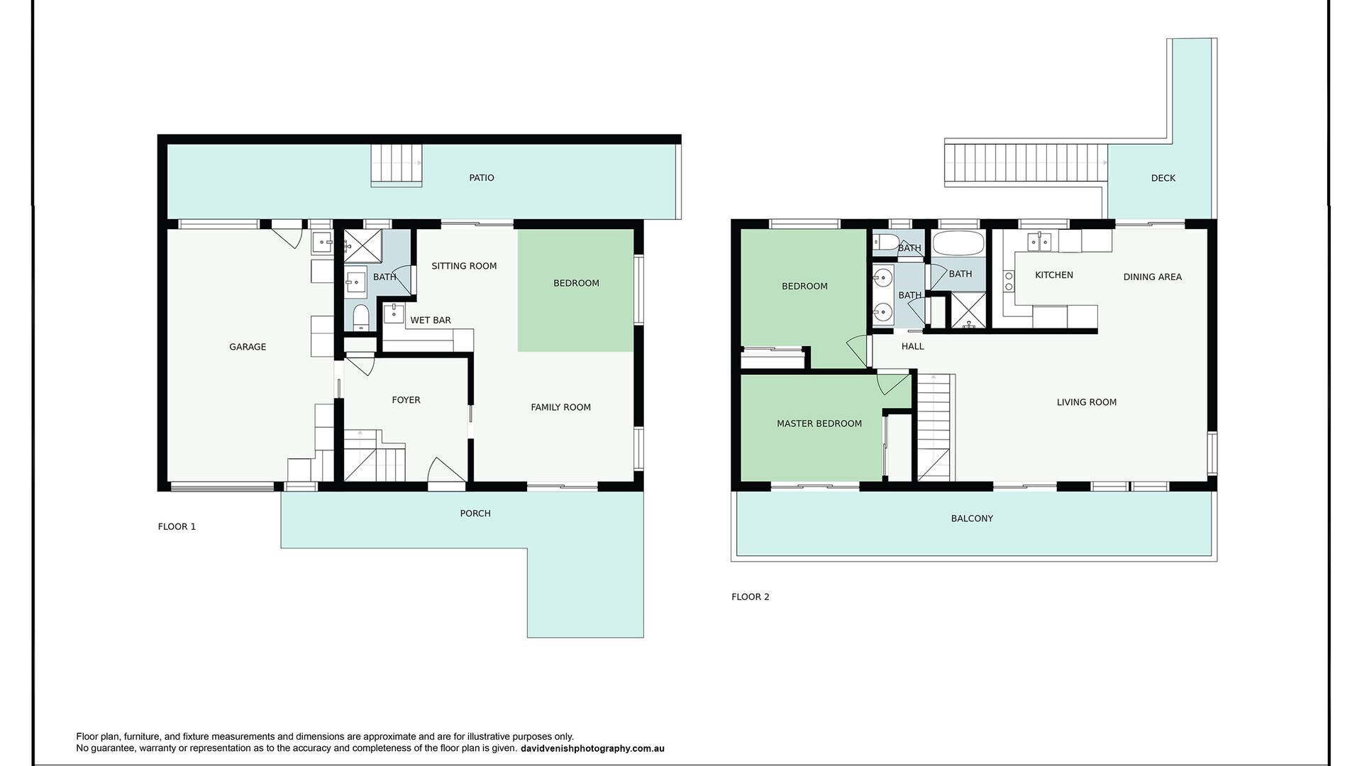 Plano de planta de una casa de dos pisos con patio, sala de estar, dormitorio, vestíbulo, sala familiar, dormitorio principal, balcón y terraza.