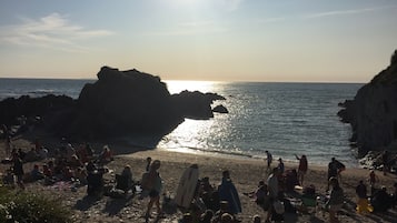 Beach nearby, sun loungers