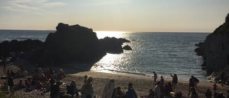 Beach nearby, sun loungers