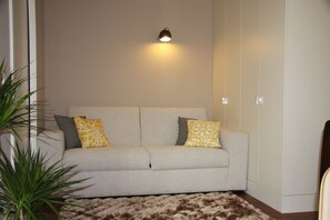 TV, DVD player, books, music library