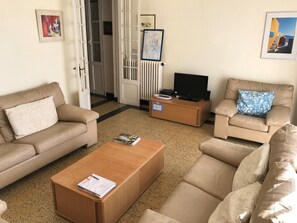 Télévision, lecteur de DVD, livres