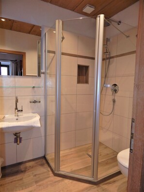 Dusche, Haartrockner, Handtücher