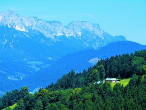 Miscellaneous - Mountain panorama with a view of the valley, totally alpine pasture landscape (Schönau am Königssee)