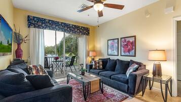 Téléviseur, lecteur de DVD, table de ping-pong, sélection de films