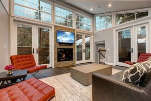 TV, fireplace, offices