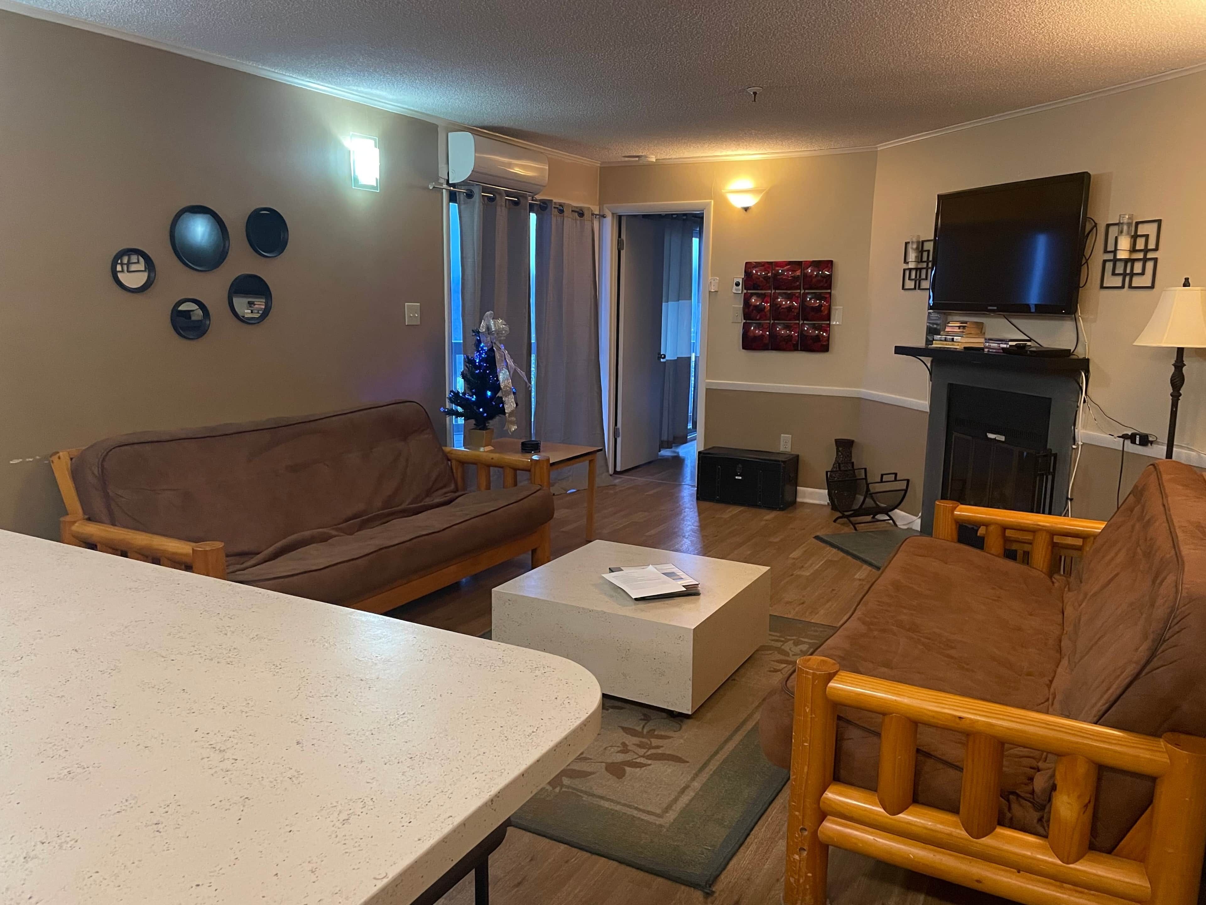TV, fireplace, DVD player