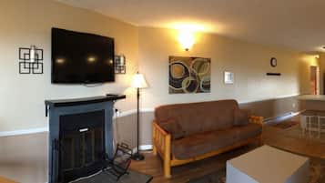TV, fireplace, DVD player