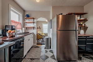 Fridge, microwave, oven, dishwasher