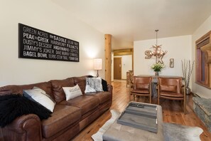 Smart TV, fireplace, stereo