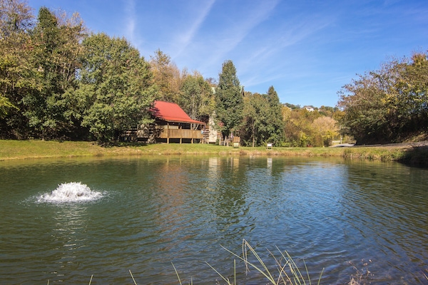 That Away overlooks a fishing pond