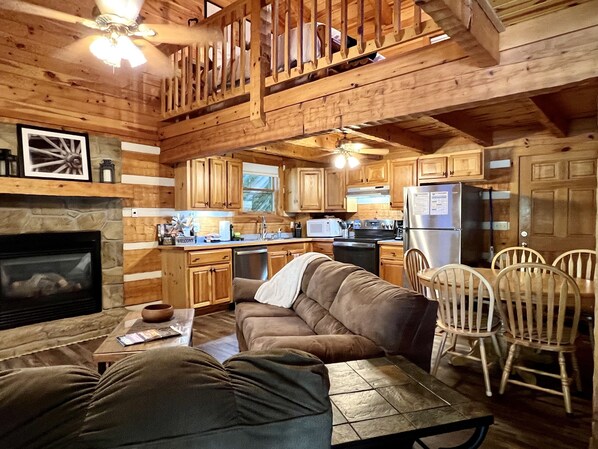 TV, fireplace, DVD player