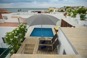 A rooftop pool