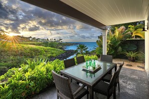Outdoor dining - Hale Honu - 5 Star Oceanfront Home Overlooking Turtle Cove! (Koloa)