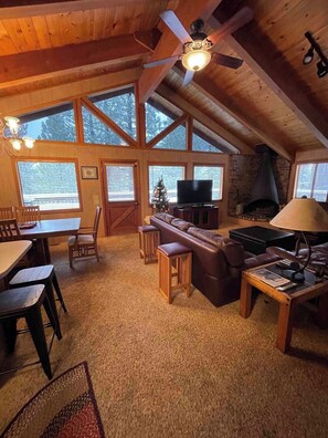 TV, fireplace, video games