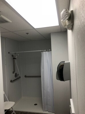 Shower, soap, toilet paper