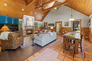 TV, fireplace