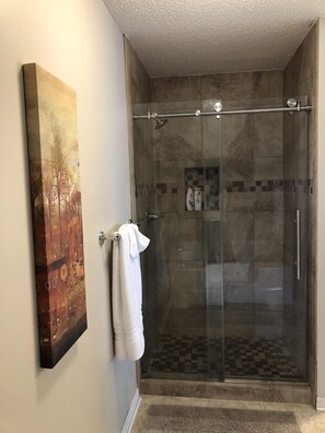 Ensemble douche/baignoire, sèche-cheveux, serviettes fournies, savon