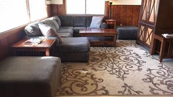 Televisión, chimenea y reproductor de DVD