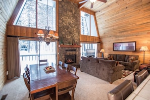 Smart TV, fireplace, video-game console, DVD player