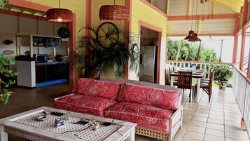 Flat-screen TV, DVD player