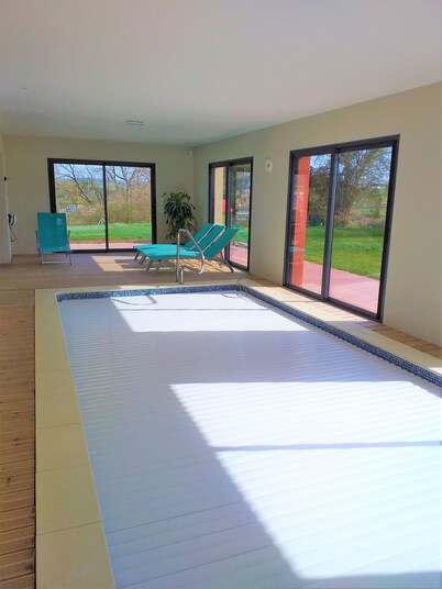 House with private indoor pool, heated year-round and not overlooked