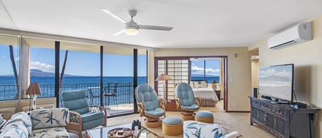 Télévision, lecteur de DVD, livres, chaîne hi-fi