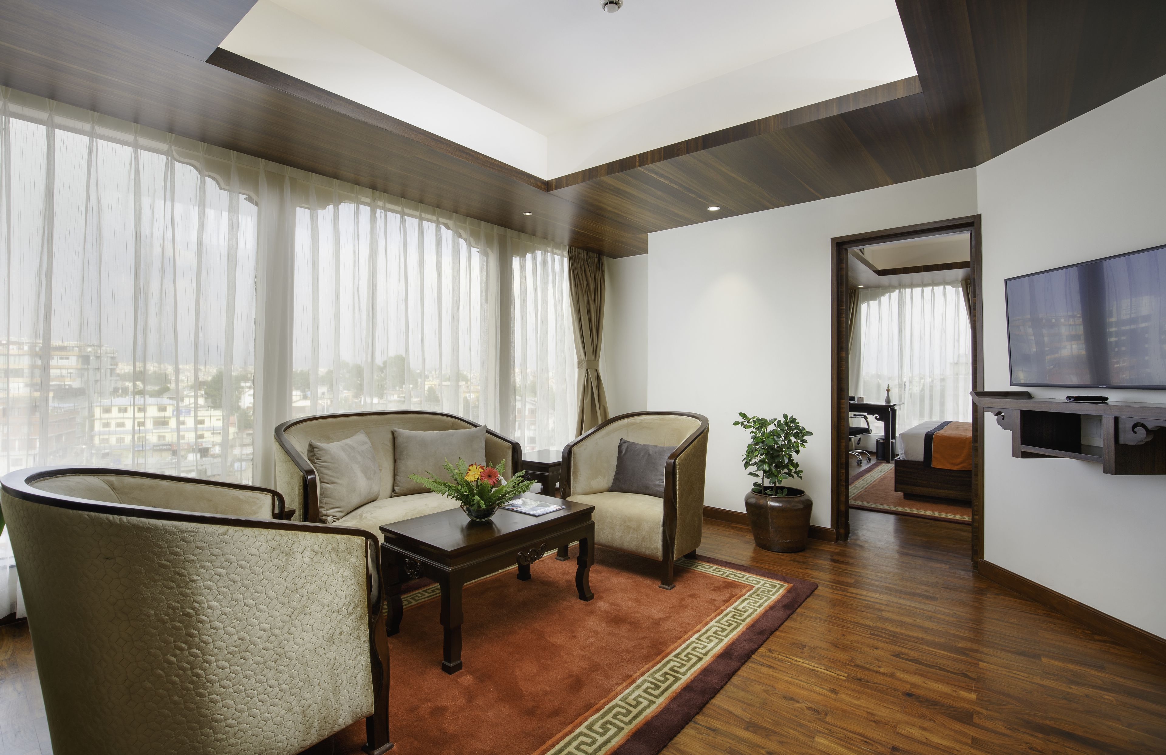 family suite, 2 bedrooms | living area | 43-inch flat-screen tv with satellite channels, tv