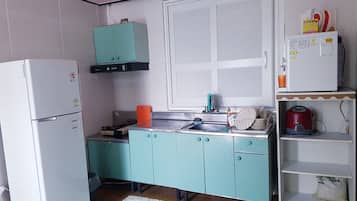 Fridge, microwave, electric kettle