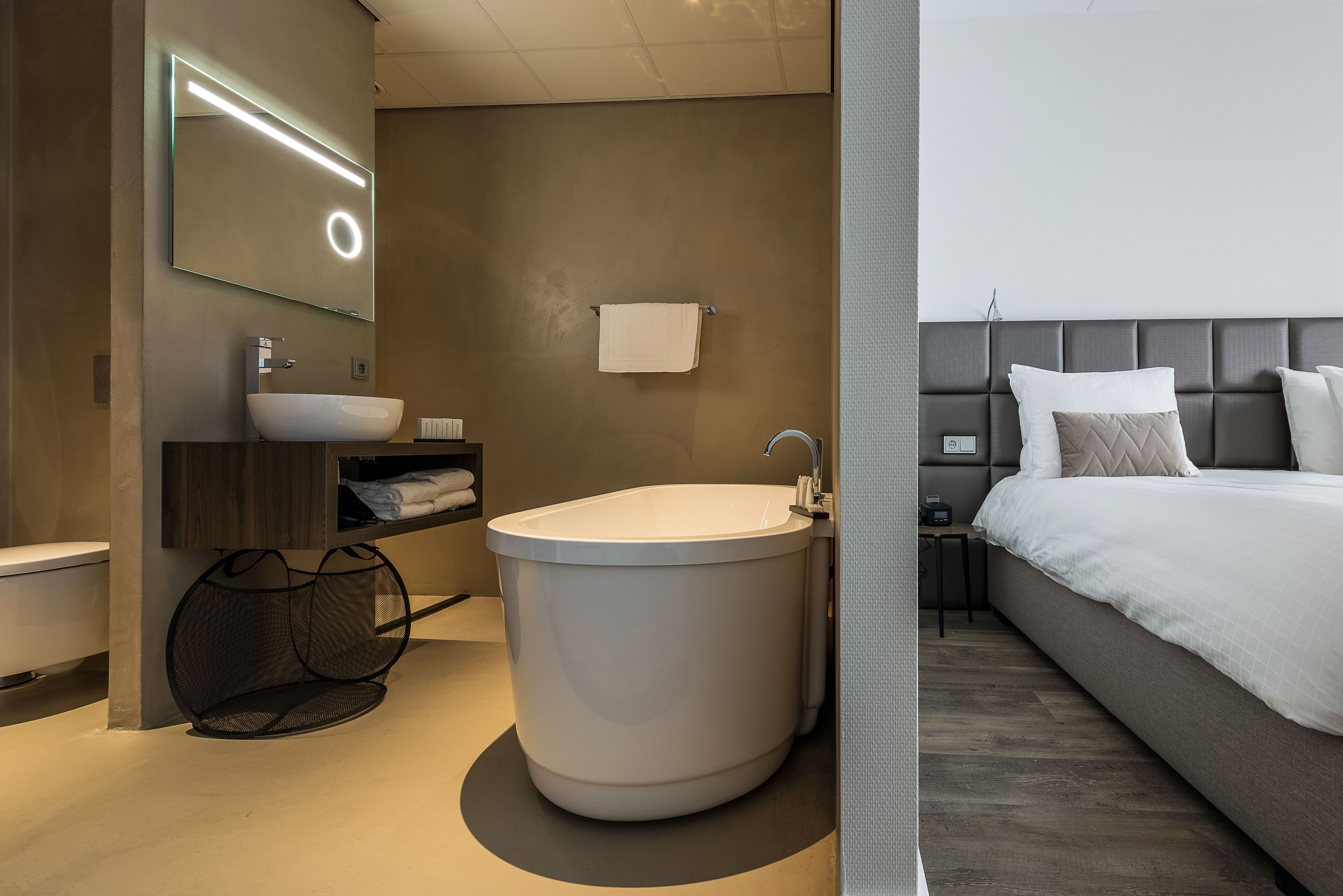 shower, designer toiletries, hair dryer, bathrobes