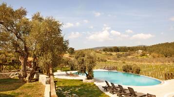 Seasonal outdoor pool, open 8:00 AM to 8:00 PM, pool umbrellas