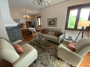 TV, fireplace, books, printers - Lake Front with Large Balcony, Lake Access & Boat Dock (NESSO)