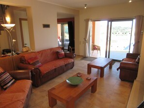 Smart TV, fireplace, video games, DVD player