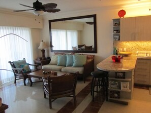 Smart TV, DVD player, books, music library