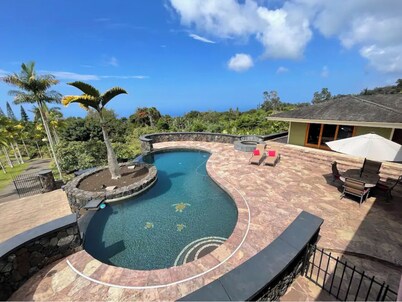 Oceanview, luxury pool, 7 acres of avocados! Gorgeous coffee district jewel!