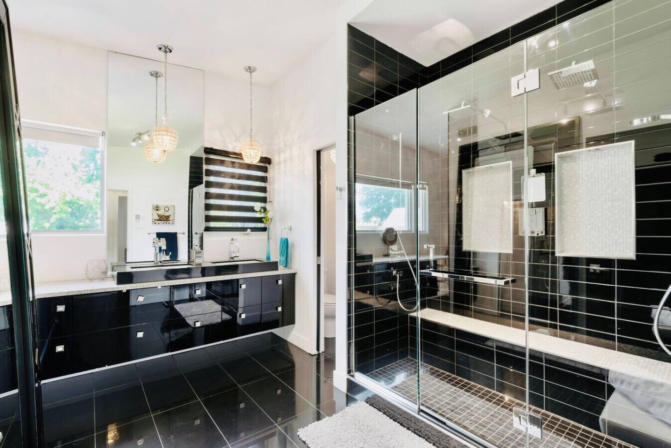 Bathtub, hair dryer, heated floors, towels