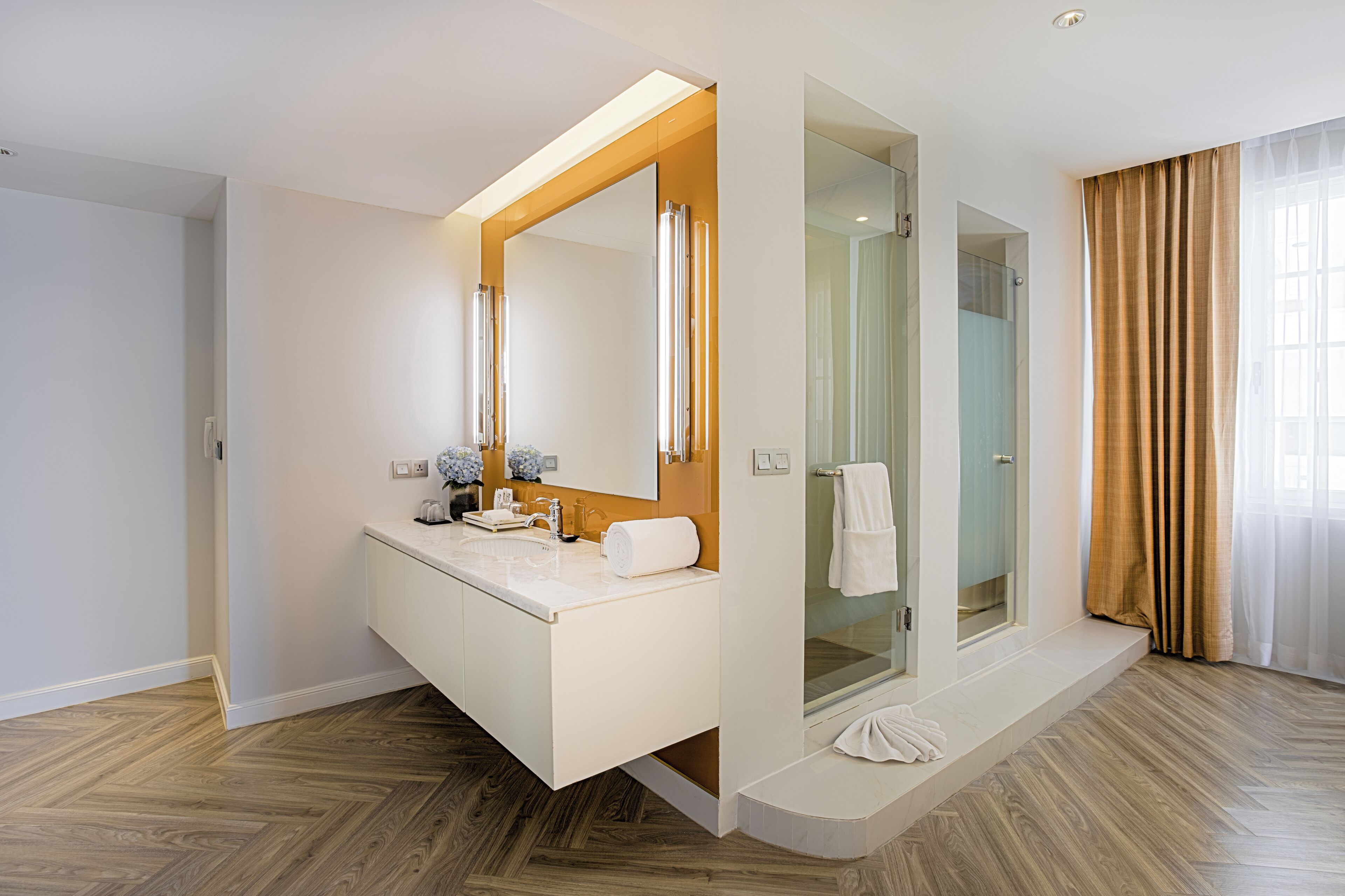 deluxe river view room | bathroom | free toiletries, hair dryer, bathrobes, slippers