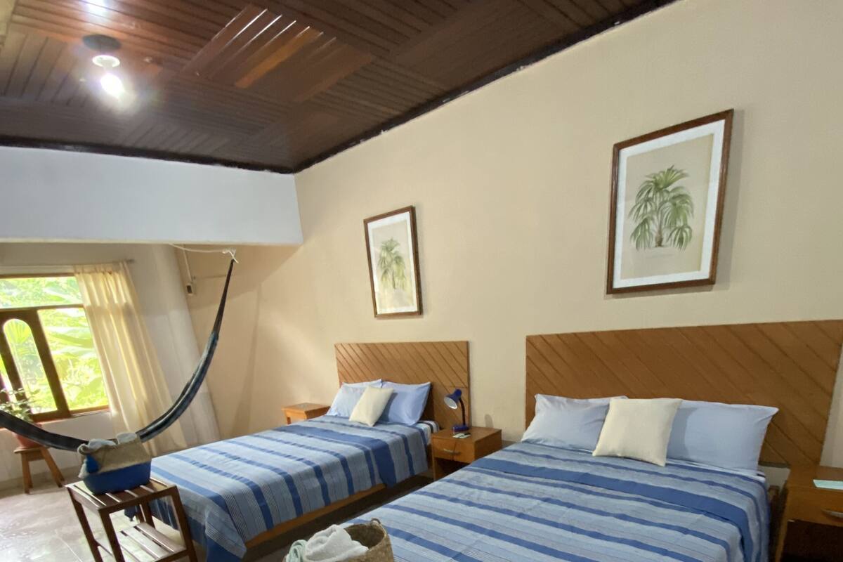 Superior Quadruple Room, 2 Double Beds, Accessible, Pool View | 1 bedroom, memory-foam beds, desk, blackout curtains