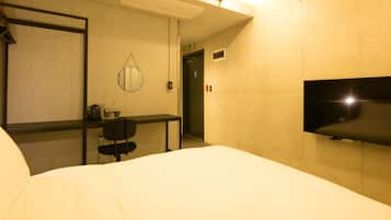 Individually decorated, individually furnished, desk, laptop workspace