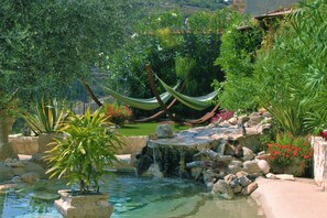 Outdoor pool, pool loungers